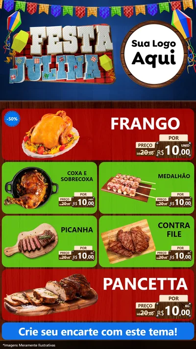 Modelo de TV para TV Vertical com o tema Festa Julina para Assados