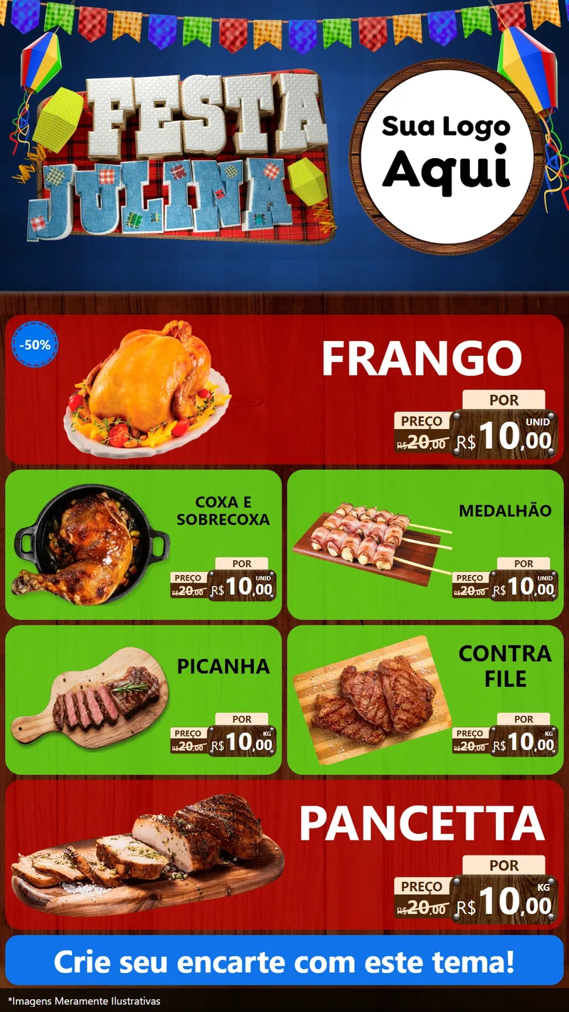 Modelo de TV para TV Vertical com o tema Festa Julina para Assados