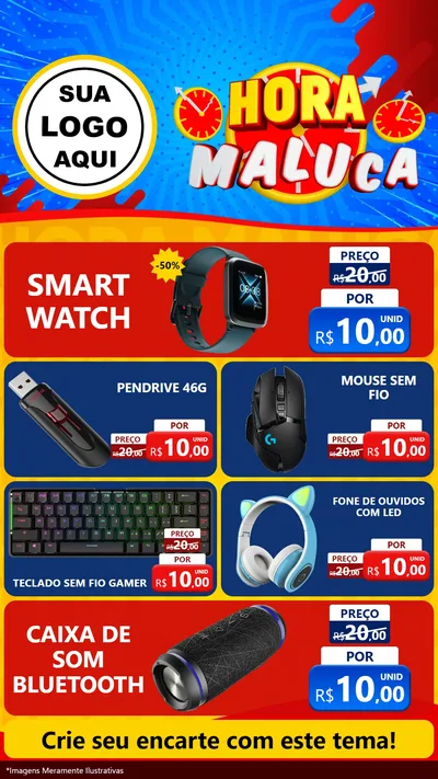 Modelo de TV para TV Vertical com o tema Hora Maluca para Informática