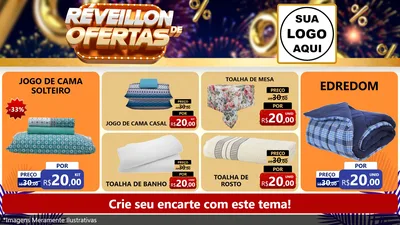 Modelo de TV para TV Horizontal com o tema Réveillon de Ofertas para Cama, Mesa e Banho