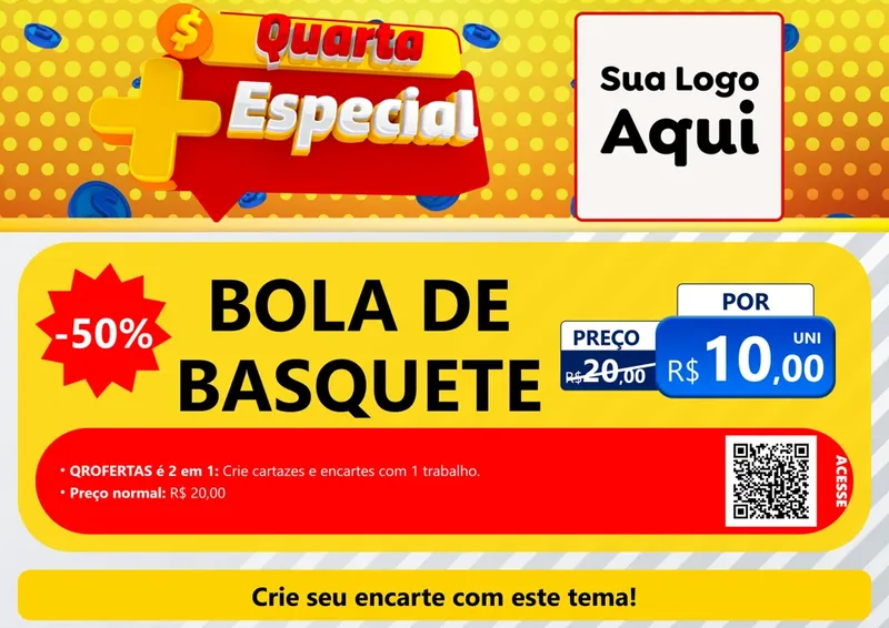 Modelo de Cartaz para Cartaz A4 Horizontal com o tema Quarta Mais Especial para Artigos Esportivos