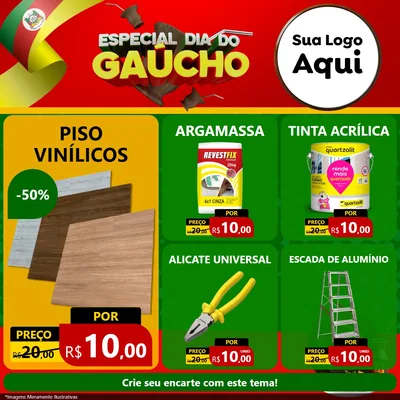 Modelo de Rede Social para Feed Facebook com o tema Especial Dia do Gaúcho para Material para Construção