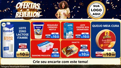 Modelo de TV para TV Horizontal com o tema Ofertas de Réveillon para Frios e Laticínios