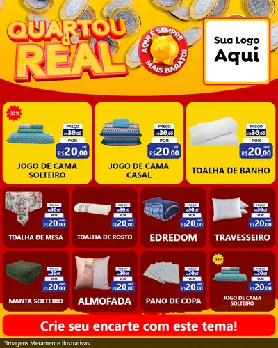 Modelo de Rede Social para Feed Instagram com o tema Quartou do Real para Cama, Mesa e Banho