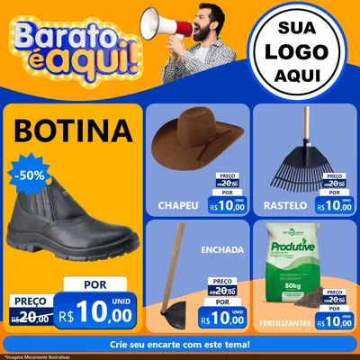 Modelo de Rede Social para Feed Facebook com o tema Barato é aqui para Agropecuária