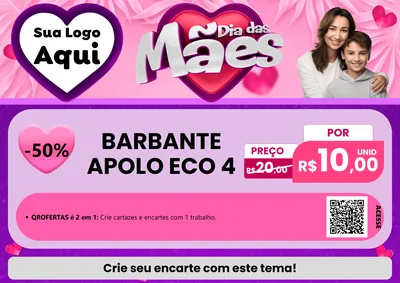 Modelo de Cartaz para Cartaz A4 Horizontal com o tema Dia das Mães para Armarinho e Aviamentos