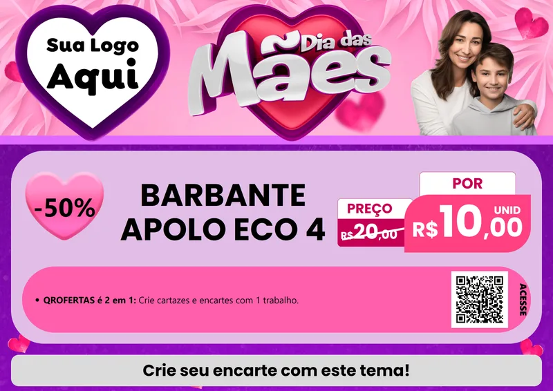 Modelo de Cartaz para Cartaz A4 Horizontal com o tema Dia das Mães para Armarinho e Aviamentos