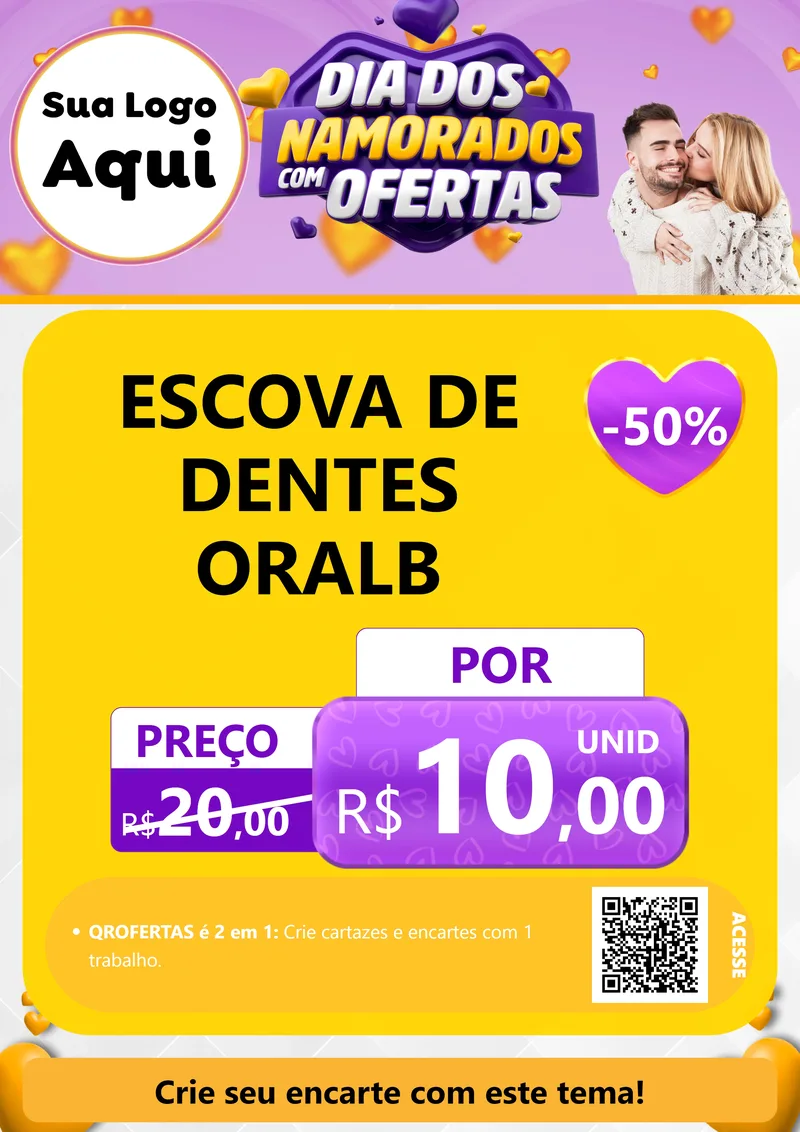 Modelo de Cartaz para Cartaz A4 Vertical com o tema Dia Dos Namorados Com Ofertas para Higiene Pessoal