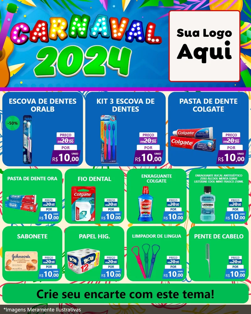 Modelo de Rede Social para Feed Instagram com o tema Carnaval 2027 para Higiene Pessoal