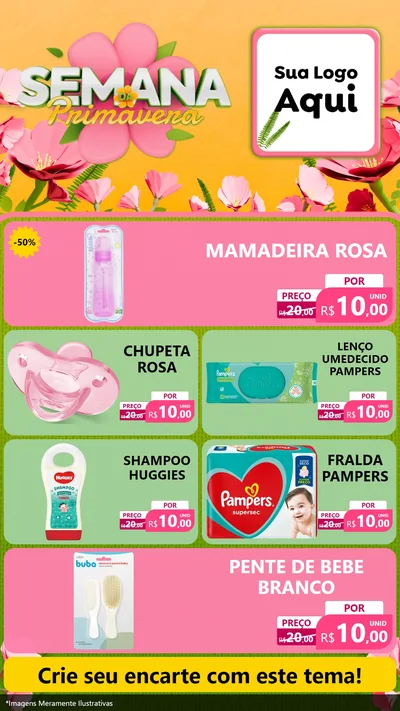 Modelo de TV para TV Vertical com o tema Semana da Primavera para Bebês