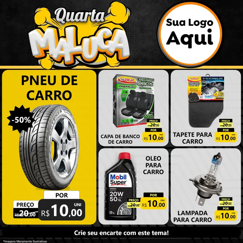 Modelo de Rede Social para Feed Facebook com o tema Quarta Maluca para Auto peças