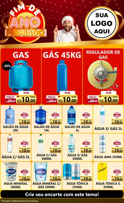 Modelo de Encarte para Encarte Grande com o tema Fim de Ano Premiado para Água e gás