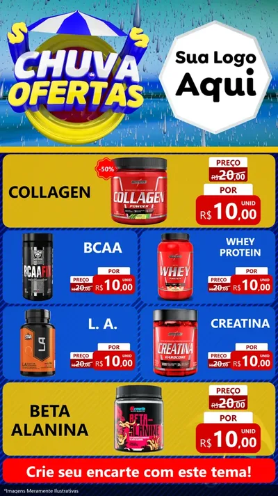 Modelo de TV para TV Vertical com o tema Chuva de Ofertas para Suplementos alimentares