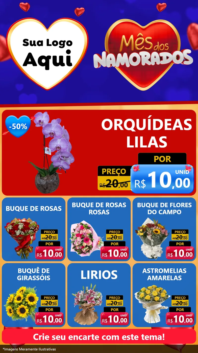 Modelo de Rede Social para Stories com o tema Mês dos Namorados para Floricultura e jardim