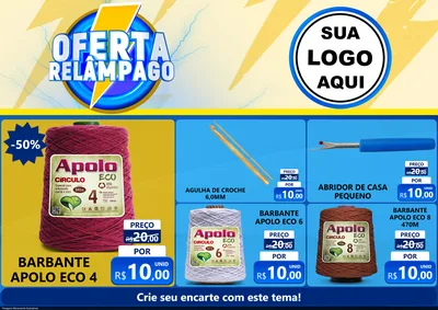 Modelo de Encarte para Encarte A4 Horizontal com o tema Oferta Relâmpago para Armarinho e Aviamentos