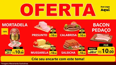 Modelo de TV para TV Horizontal com o tema OFERTA - Vermelho Cartaz para Frios e Laticínios