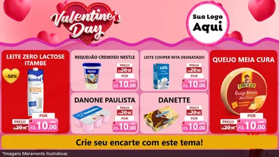 Modelo de TV para TV Horizontal com o tema Valentine's Day para Frios e Laticínios