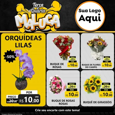 Modelo de Rede Social para Feed Facebook com o tema Terça e Quarta Maluca para Floricultura e jardim