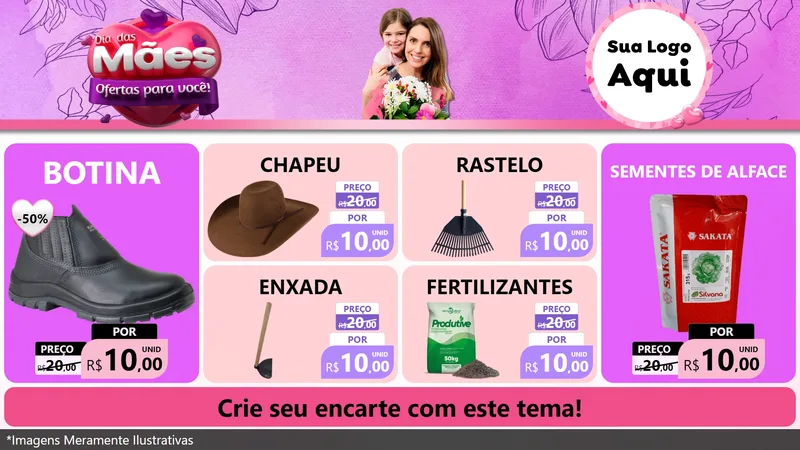 Modelo de TV para TV Horizontal com o tema Dia das Mães Ofertas para Você! para Agropecuária