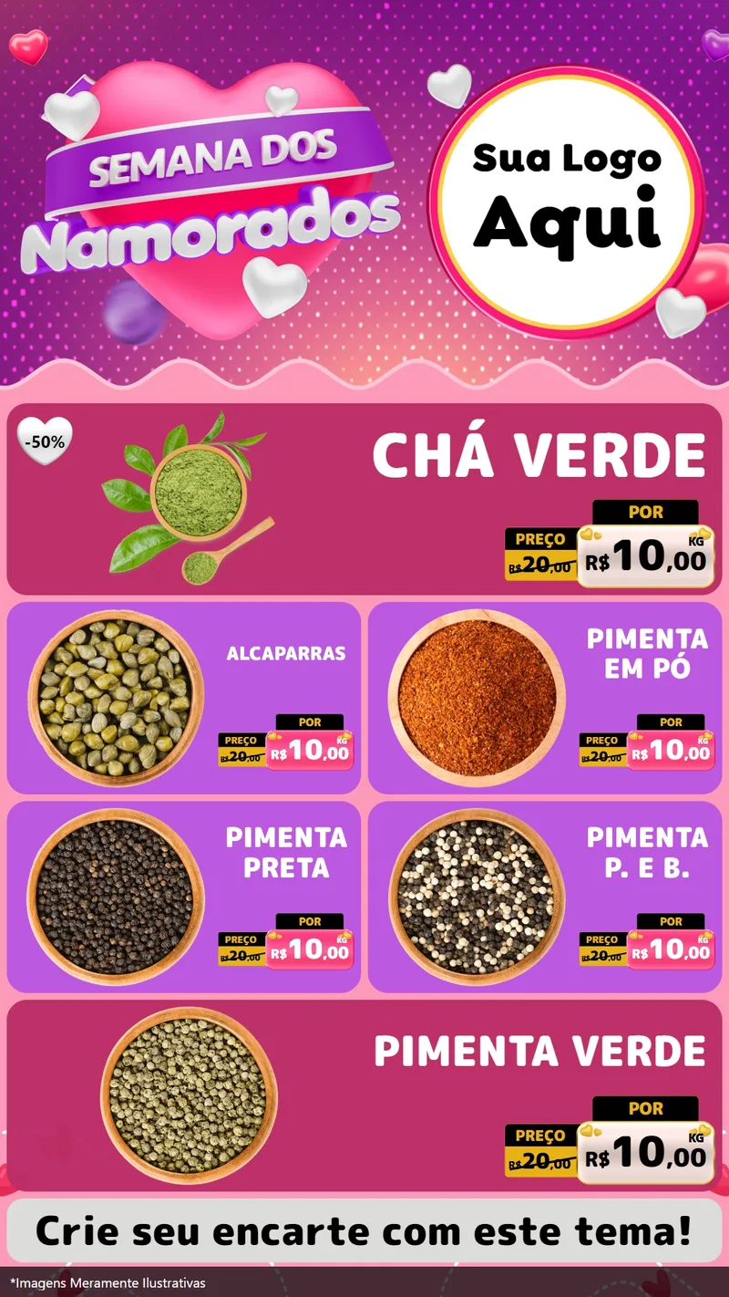 Modelo de TV para TV Vertical com o tema Semana dos Namorados para Produtos Naturais