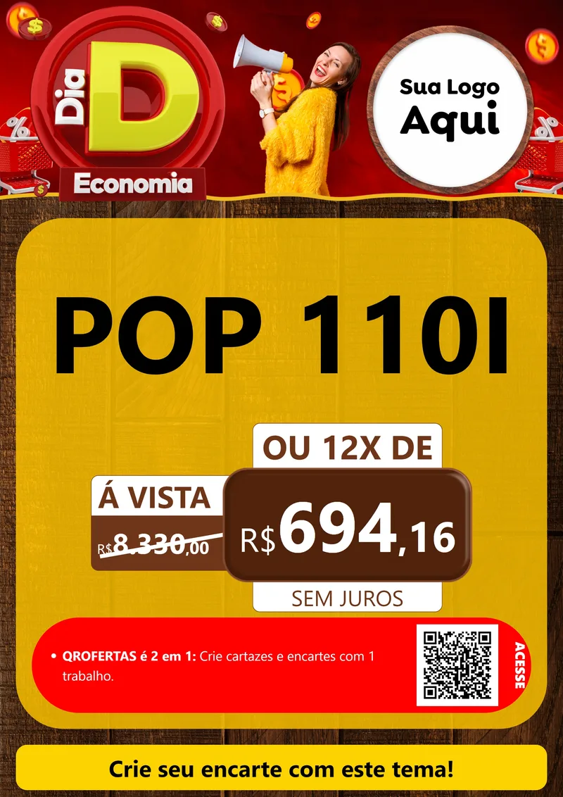 Modelo de Cartaz para Cartaz A4 Vertical com o tema Dia D Economia para Concessionaria de Motos