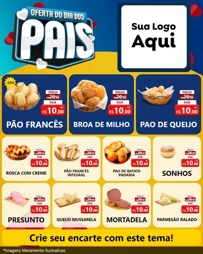 Modelo de Rede Social para Feed Instagram com o tema Oferta Do Dia Dos Pais para Padaria