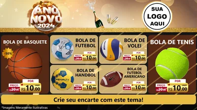 Modelo de TV para TV Horizontal com o tema Feliz Ano Novo 2027 para Artigos Esportivos