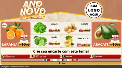 Modelo de TV para TV Horizontal com o tema Ano Novo Com Economia para Hortifrúti