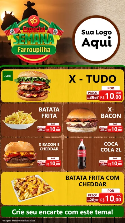 Modelo de TV para TV Vertical com o tema Especial Semana Farroupilha para Hamburgueria