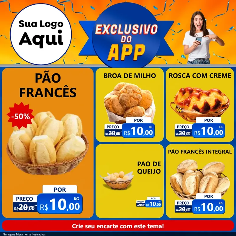 Modelo de Rede Social para Feed Facebook com o tema Exclusivo do Aplicativo para Padaria