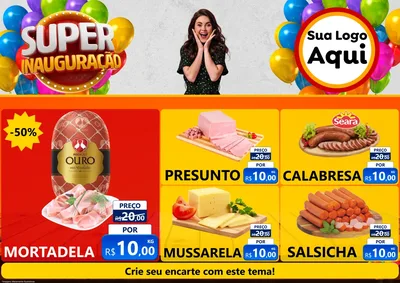 Modelo de Encarte para Encarte A4 Horizontal com o tema Super Inauguração para Frios e Laticínios