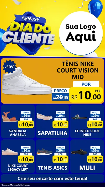 Modelo de Rede Social para Stories com o tema Especial Dia do Cliente para Calçados