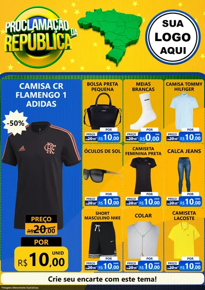 Modelo de Encarte para Encarte A4 Vertical com o tema Proclamação da República para Roupas e acessórios