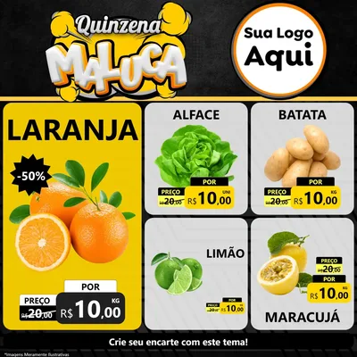 Modelo de Rede Social para Feed Facebook com o tema Quinzena Maluca para Hortifrúti