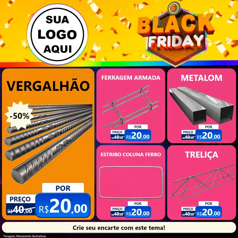 Modelo de Rede Social para Feed Facebook com o tema Black Friday para Ferragens