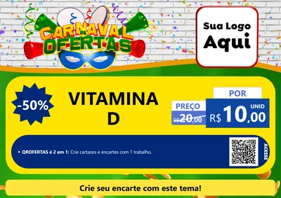 Modelo de Cartaz para Cartaz A4 Horizontal com o tema Carnaval de Ofertas para Farmácia