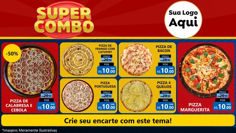 Modelo de TV para TV Horizontal com o tema Super Combo para Pizzaria