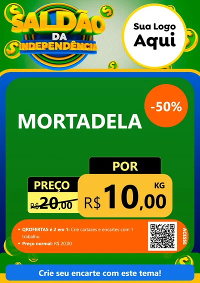 Modelo de Cartaz para Cartaz A4 Vertical com o tema Saldão da Indepêndencia para Frios e Laticínios