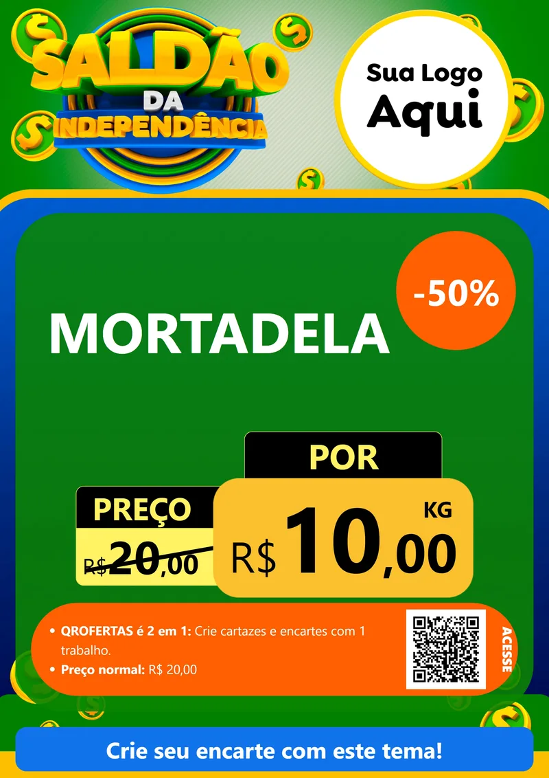 Modelo de Cartaz para Cartaz A4 Vertical com o tema Saldão da Indepêndencia para Frios e Laticínios