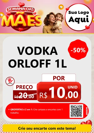 Modelo de Cartaz para Cartaz A4 Vertical com o tema Semana das Mães para Distribuidora de bebidas