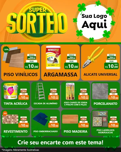 Modelo de Rede Social para Feed Instagram com o tema Super Sorteio para Material para Construção