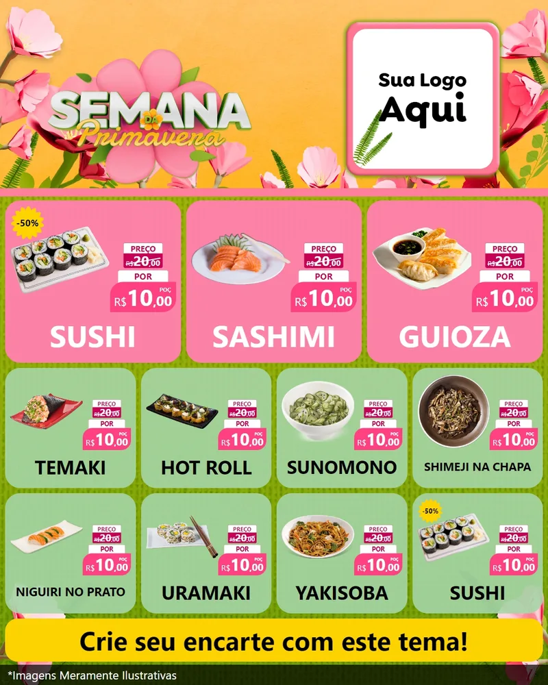Modelo de Rede Social para Feed Instagram com o tema Semana da Primavera para Comida japonesa