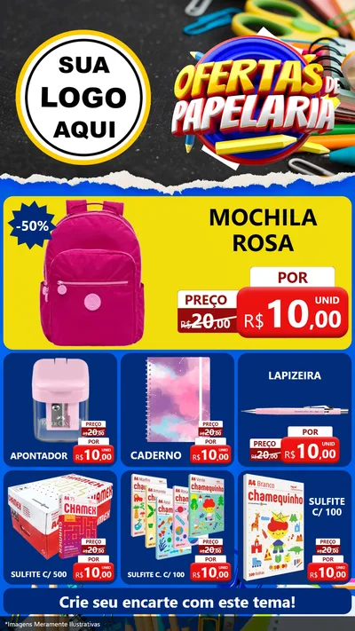 Modelo de Rede Social para Stories com o tema Ofertas de Papelaria para Papelaria