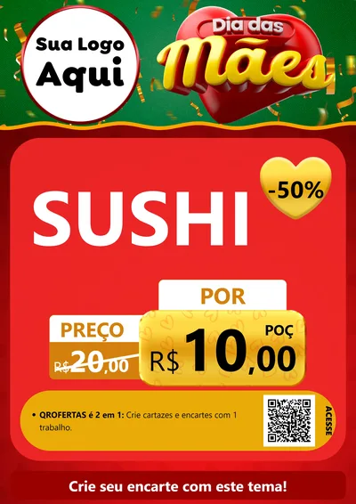 Modelo de Cartaz para Cartaz A4 Vertical com o tema Dia das Mães para Comida japonesa