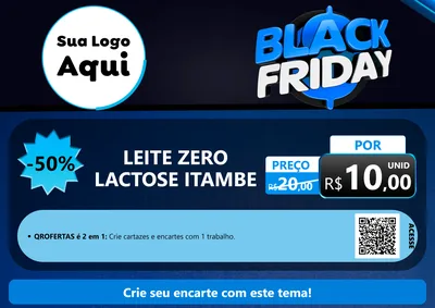 Modelo de Cartaz para Cartaz A4 Horizontal com o tema Black Friday para Frios e Laticínios