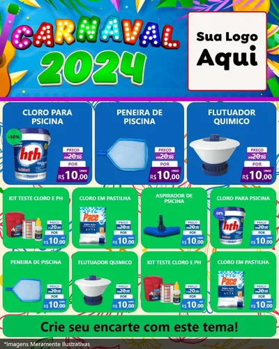 Modelo de Rede Social para Feed Instagram com o tema Carnaval 2027 para Produtos para Piscina