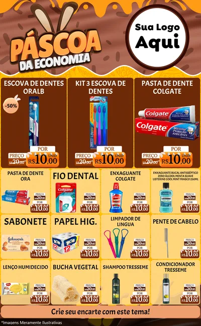 Modelo de Encarte para Encarte Grande com o tema Páscoa da Economia para Higiene Pessoal
