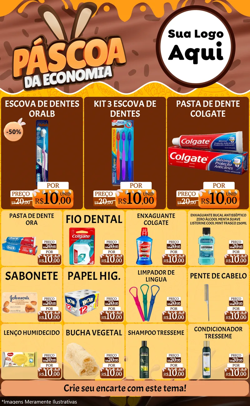 Modelo de Encarte para Encarte Grande com o tema Páscoa da Economia para Higiene Pessoal