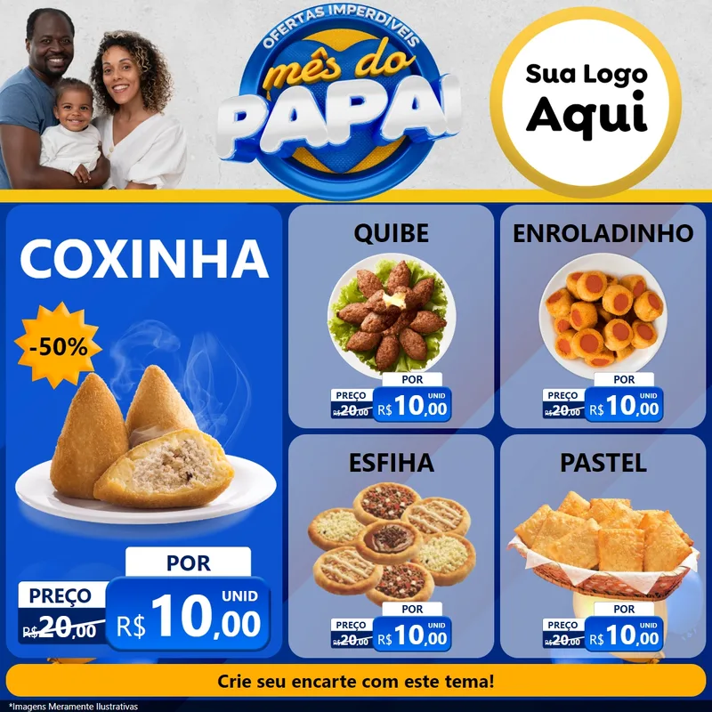 Modelo de Rede Social para Feed Facebook com o tema Ofertas Imperdíveis Mês Do Papai para Salgadaria