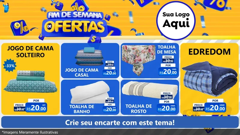 Modelo de TV para TV Horizontal com o tema Fim de Semana de Ofertas para Cama, Mesa e Banho